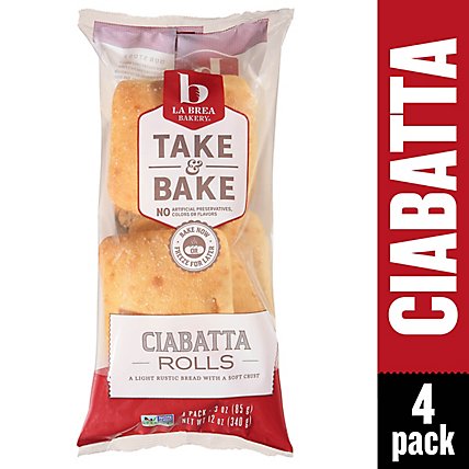 La Brea Bakery Take & Bake Bread Rolls Ciabatta - 4-3 Oz - Image 1