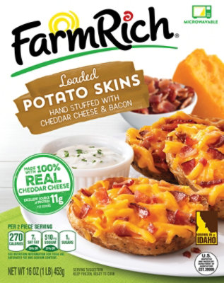 Farm Rich Snack Potato Skins Stuffed With Cheddar Cheese and Bacon - 16 Oz - Image 4