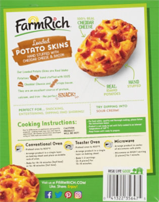 Farm Rich Snack Potato Skins Stuffed With Cheddar Cheese and Bacon - 16 Oz - Image 8