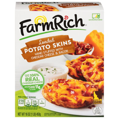 Farm Rich Snack Potato Skins Stuffed With Cheddar Cheese and Bacon - 16 Oz - Image 1