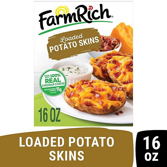 Farm Rich Snack Potato Skins Stuffed With Cheddar Cheese and Bacon - 16 Oz