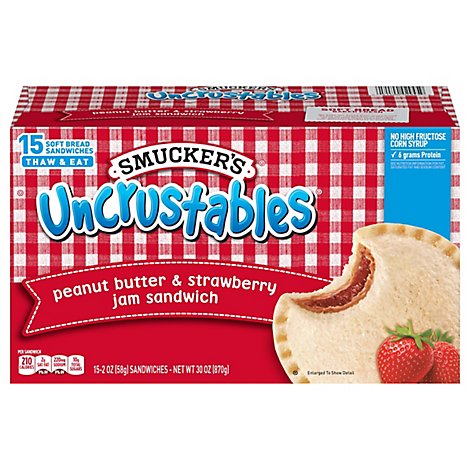  Smuckers Uncrustables Sandwiches Peanut Butter & Strawberry Jam - 15-2 Oz 