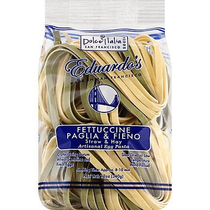 Dolce Italia Foods Eduardos Pasta Enriched Egg Fettuccine Paglia & Fieno Straw & Hay - 12 Oz - Image 2