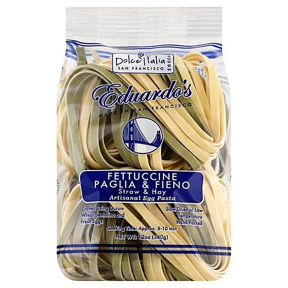 Dolce Italia Foods Eduardos Pasta Enriched Egg Fettuccine Paglia & Fieno Straw & Hay - 12 Oz