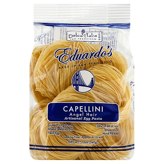 Dolce Italia Foods Eduardos Pasta Artisanal Egg Capellini Angel Hair - 12 Oz
