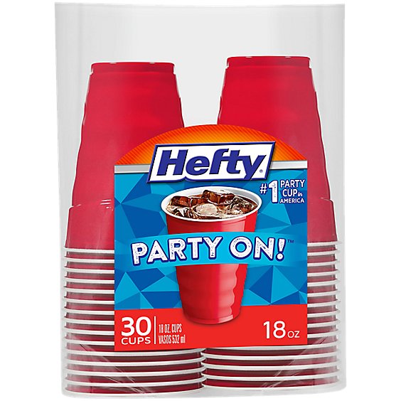 Hefty Party On Cups Plastic Disposable 18 Ounce - 30 Count