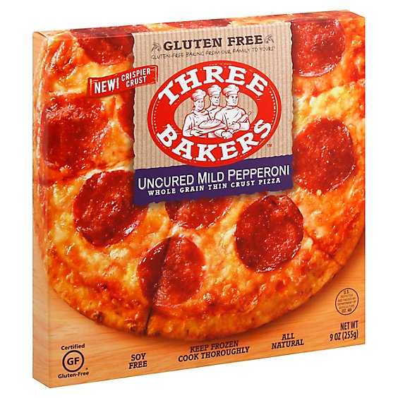 Three Bakers Pizza Mild Pepperoni Whole Grain Frozen - 9 Oz
