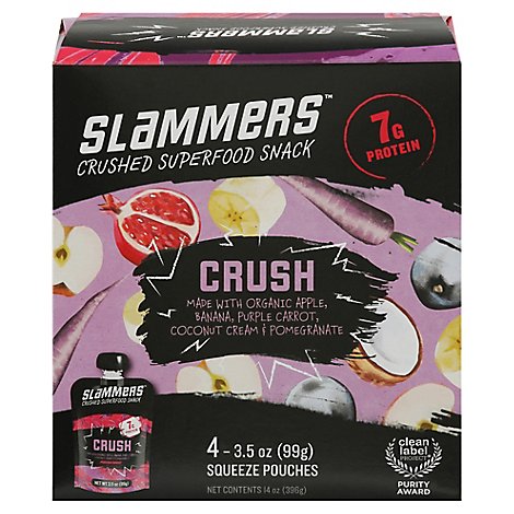 Go Gourmet Slammers Superfood Smoothie Pomegranate Grape Crush! Pouches - 4-3.5 Oz
