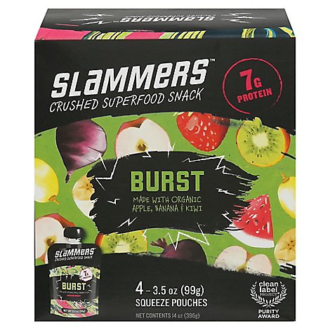 Go Gourmet Slammers Superfood Smoothie Watermelon Kiwi Burst! Pouches - 4-3.5 Oz