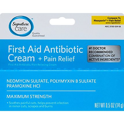 Signature Care Cream Antibiotic First Aid + Pain Relief Maximum Strength - 0.5 Oz - Image 2