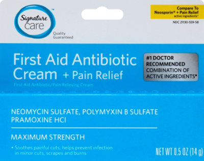 Signature Select/Care Cream Antibiotic First Aid + Pain Relief Maximum Strength - 0.5 Oz - Image 2
