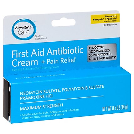 Signature Care Cream Antibiotic First Aid + Pain Relief Maximum Strength - 0.5 Oz - Image 1