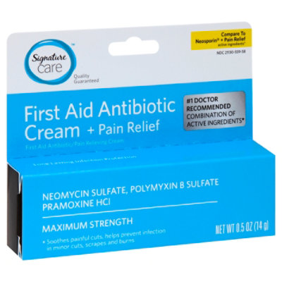 Signature Select/Care Cream Antibiotic First Aid + Pain Relief Maximum Strength - 0.5 Oz - Image 1