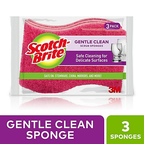 Scotch-Brite Scrub Sponges Delicate Care 4.4 x 2.6 x 0.8 Inch - 3 Count