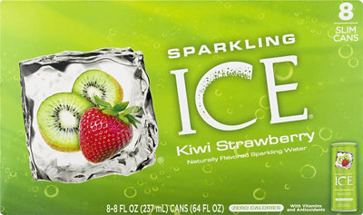 Sparkling ICE Sparkling Water Kiwi Strawberry 8 Slim Cans - 8-8 Fl. Oz.