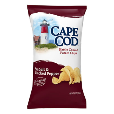 Cape Cod Potato Chips Kettle Cooked Sea Salt & Cracked Pepper - 8 Oz