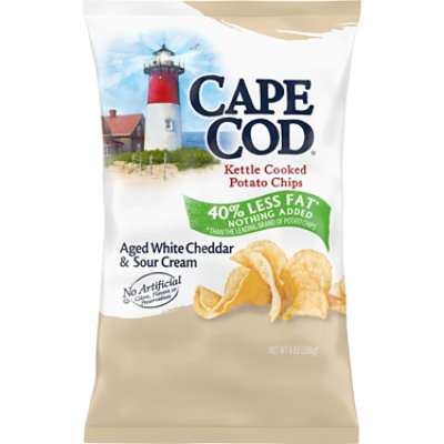 Cape Cod Potato Chips Kettle Cooked Aged White Cheddar Sour Cream 7 Oz Vons