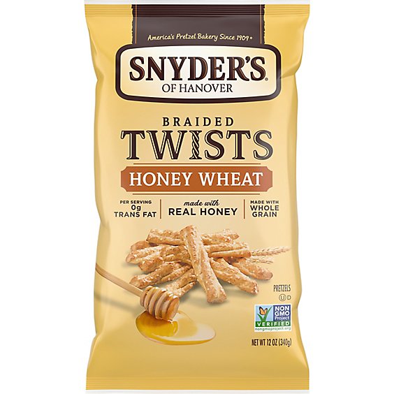 Snyders of Hanover Braided Twists Pretzels Honet Wheat - 12 Oz