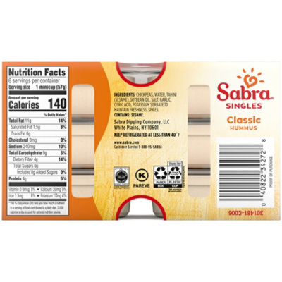 Sabra Classic Hummus Singls - 6 Count - 2 Oz. - Image 5