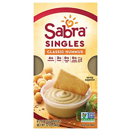 Sabra Classic Hummus Singls - 6 Count - 2 Oz. - Image 1