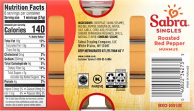 Sabra Hummus Roasted Red Pepper Singles - 6-2 Oz - Image 5