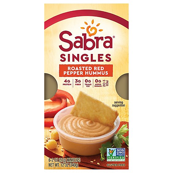 Sabra Hummus Roasted Red Pepper Singles - 6-2 Oz