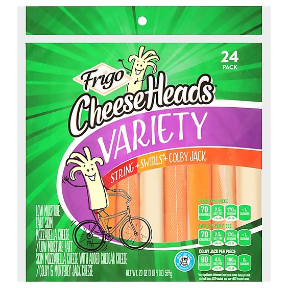 Frigo Cheese Heads String Swirls Colby Jack Variety 24 Count - 20 Oz
