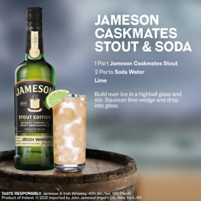 Jameson Whiskey Irish Caskmates Stout Triple Distilled Edition 80 Proof - 750 Ml - Image 3