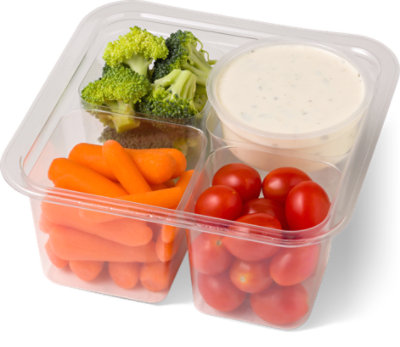 Fresh Cut Broccoli Carrots & Grape Tomatoes With Dip - 10 Oz (340 Cal) - Image 1