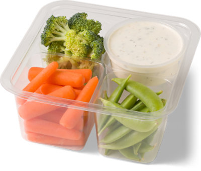 Fresh Cut Broccoli Carrots & Snap Peas With Dip - 9 Oz (340 Cal) - Image 1