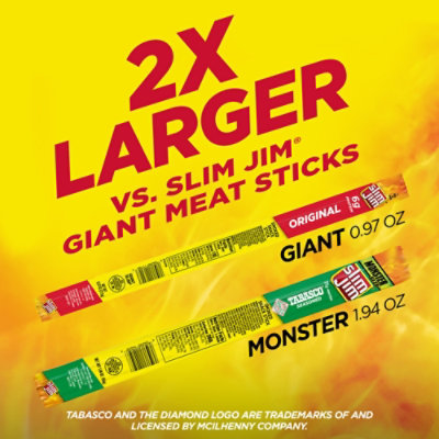 Slim Jim Smoked Snack Sticks Monster Size Savage Tabaso Spiced - 1.94 Oz - Image 2