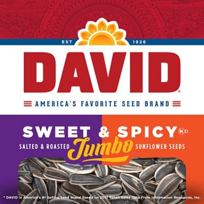 DAVID Sunflower Seeds Jumbo Roasted & Salted Sweet & Spicy - 5.25 Oz - Image 3