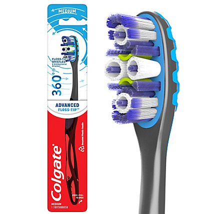 Colgate 360° Advanced Floss Tip Bristles Manual Toothbrush Medium - Each - Image 2