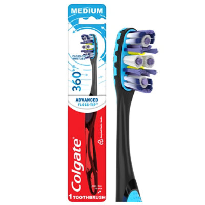 Colgate 360° Advanced Floss Tip Bristles Manual Toothbrush Medium - Each - Image 1