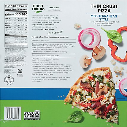 Open Nature Pizza Thin Crust Mediterranean Frozen - 15.3 Oz - Image 6
