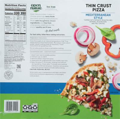 Open Nature Pizza Thin Crust Mediterranean Frozen - 15.3 Oz - Image 6