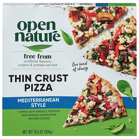 Open Nature Pizza Thin Crust Mediterranean Frozen - 15.3 Oz