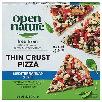 Open Nature Pizza Thin Crust Mediterranean Frozen - 15.3 Oz - Image 1