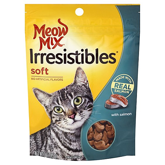 Meow Mix Irresistibles Cat Treats Soft With Salmon Tray - 3 Oz