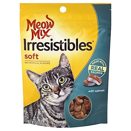 Meow Mix Irresistibles Cat Treats Soft With Salmon Tray - 3 Oz - Image 1