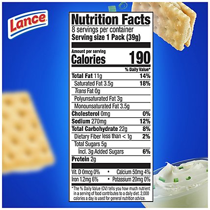 Lance Captains Wafers Crackers Sandwiches Cheese & Chives On-the-Go Packs - 8 - 11 Oz - Image 4