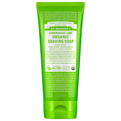 Dr. Bronners Shaving Soap Organic Lemongrass Lime - 7 Fl. Oz.