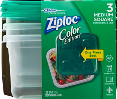 Ziploc Containers & Lids Square Medium Green - 3 Count - Image 2