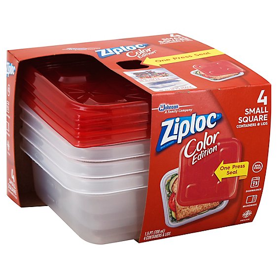 Ziploc Containers & Lids Square Small Red - 4 Count - Tom Thumb