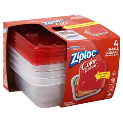 Ziploc Containers & Lids Square Small Red - 4 Count