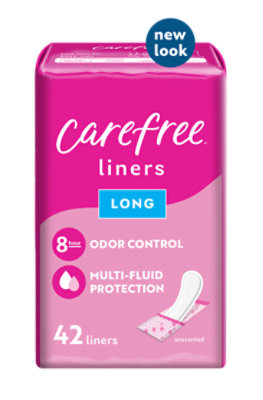 Carefree Acti Fresh Pantiliners Body Shaped Long Unscented - 42 Count
