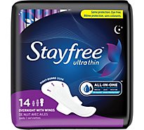 Stayfree Ultra Thin Overnight Pads with Wings - 14 Count