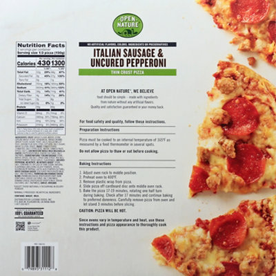 Open Nature Pizza Thin Crust Italian Sausage & Uncured Pepperoni Frozen - 15.8 Oz - Image 7
