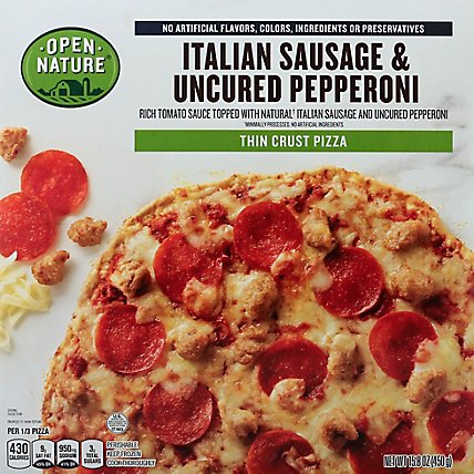 Open Nature Pizza Thin Crust Italian Sausage & Uncured Pepperoni Frozen - 15.8 Oz - Image 2