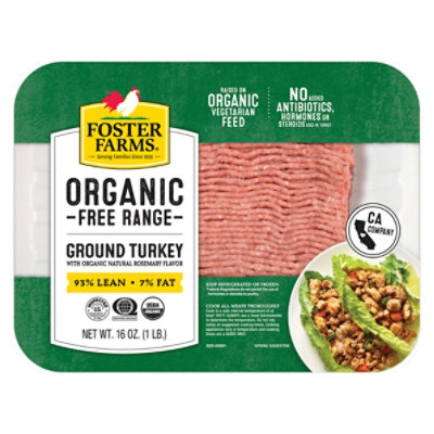 Foster Farms Organic Free Range 93% Lean Ground Turkey Fresh - 16 Oz - Image 1